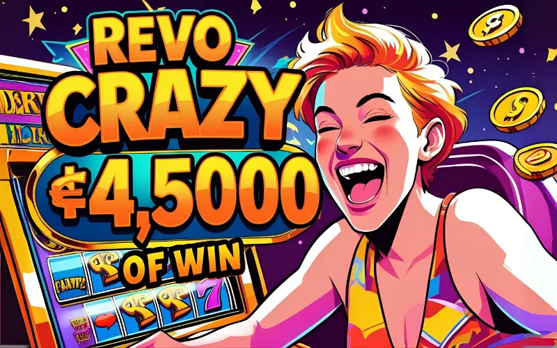 Vibrant shooting gallery with coins raining down, and REVO CRAZY TIME in bold, glowing letters dominating the frame