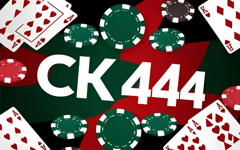 Bold “CK444” logo with gambling icons and Bangladesh colors for Dhaka players