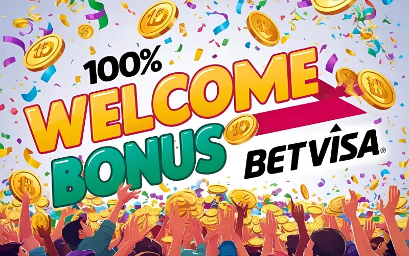 Colorful banner showing Betvisa welcome bonus and daily rewards.